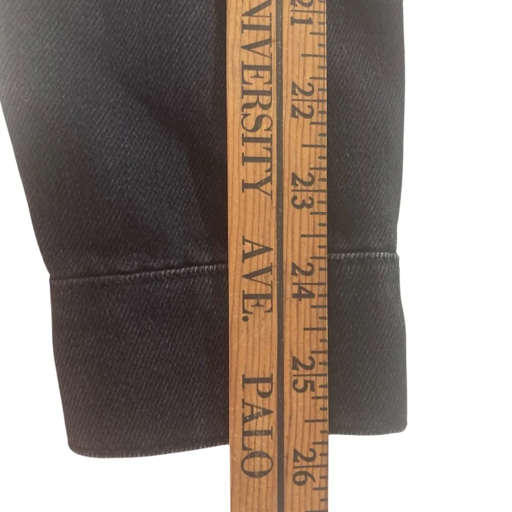 Old Navy Black Denim Jacket Sherpa Lined Tall Size‎ S Winter Button Front